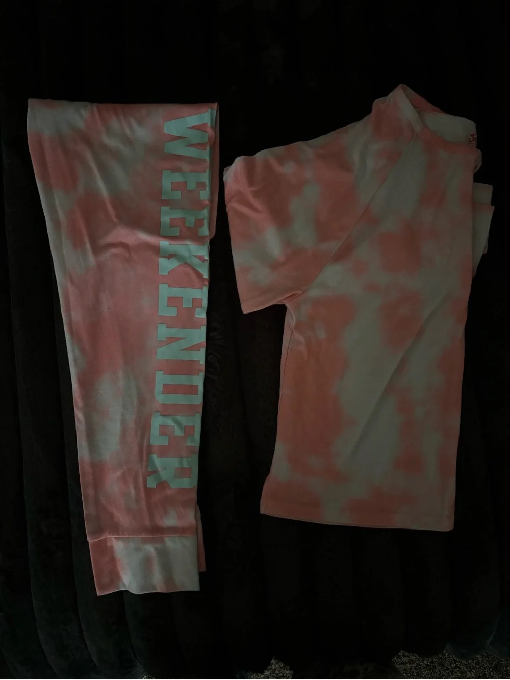 Justice Pink and White Tie-Dye Long Sleeve Pajama Set